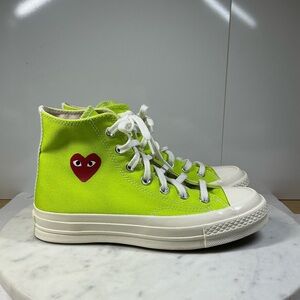 Converse x COMME des GARCONS PLAY Women's Size 6.5 Neon Green High Top Lace up